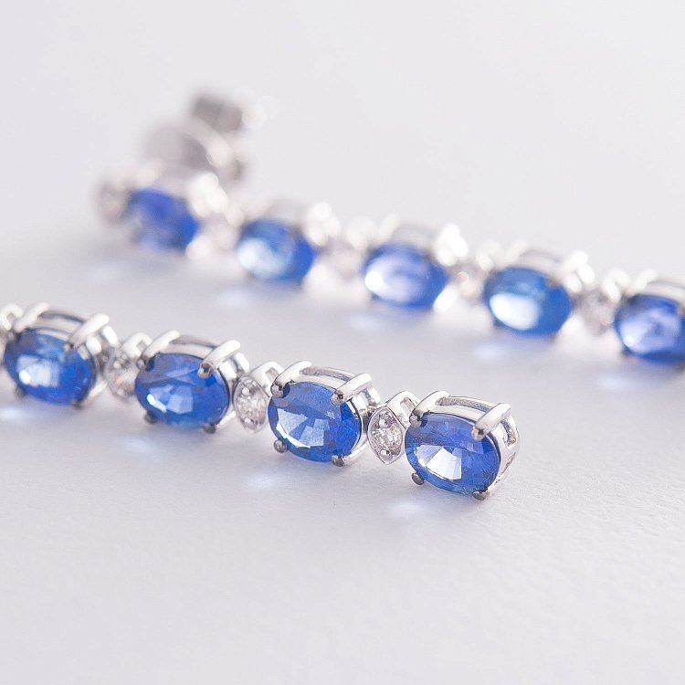 Золоті сережки (сапфір, діамант) сб0122dkn від ювелірного магазину Онікс - 1