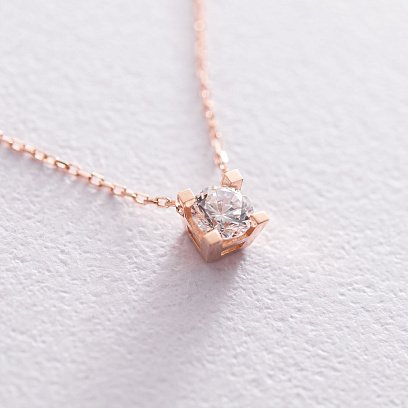 Золотое колье с фианитом кол01489 №3