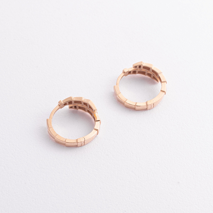 Сережки - кільця "Змії" у червоному золоті с09454 від ювелірного магазину Онікс - 1