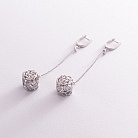 Серебряные серьги на цепочке (фианиты) 122326 от ювелирного магазина Оникс