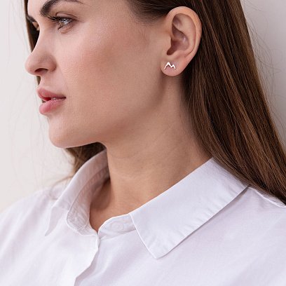 Сережки - пусети "Гори" в червоному золоті с07442 №2