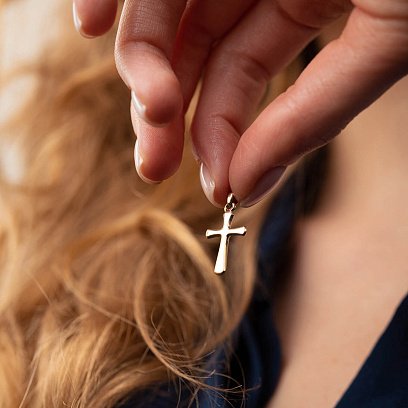 Православный крестик в желтом золоте п03506 №2