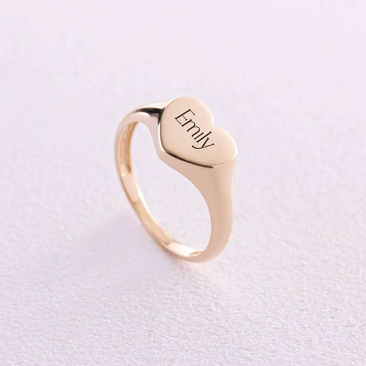 Каблучка "Сердечко" в жовтому золоті (можливе гравіювання) к07136 від ювелірного магазину Онікс - 9