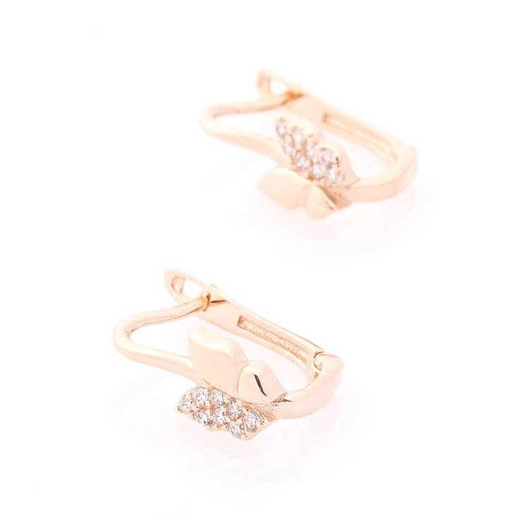 Золоті дитячі сережки "Метелики" з фіанітами с05738 від ювелірного магазину Онікс - 1