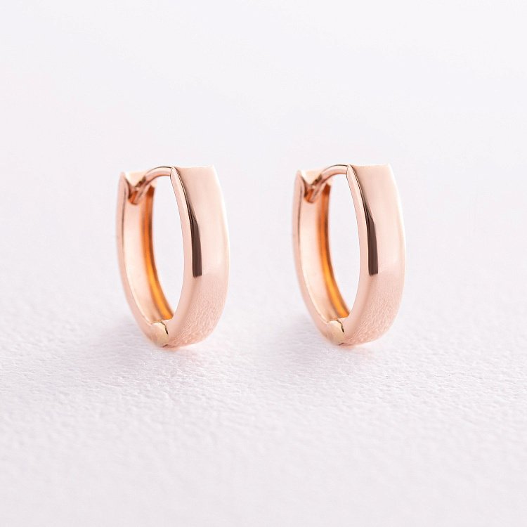 Сережки - кільця в червоному золоті (овальні) с07950 від ювелірного магазину Онікс