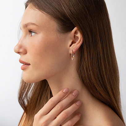 Золотые серьги "Булавки" (белые фианиты) с09116 №4