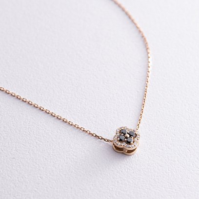 Золотое колье "Клевер" с бриллиантами 133903122 №3