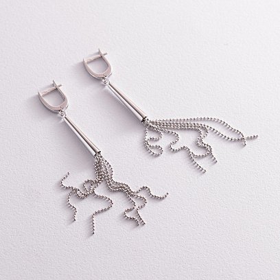 Сережки "Мрійливість﻿" у білому золоті с07808 №3