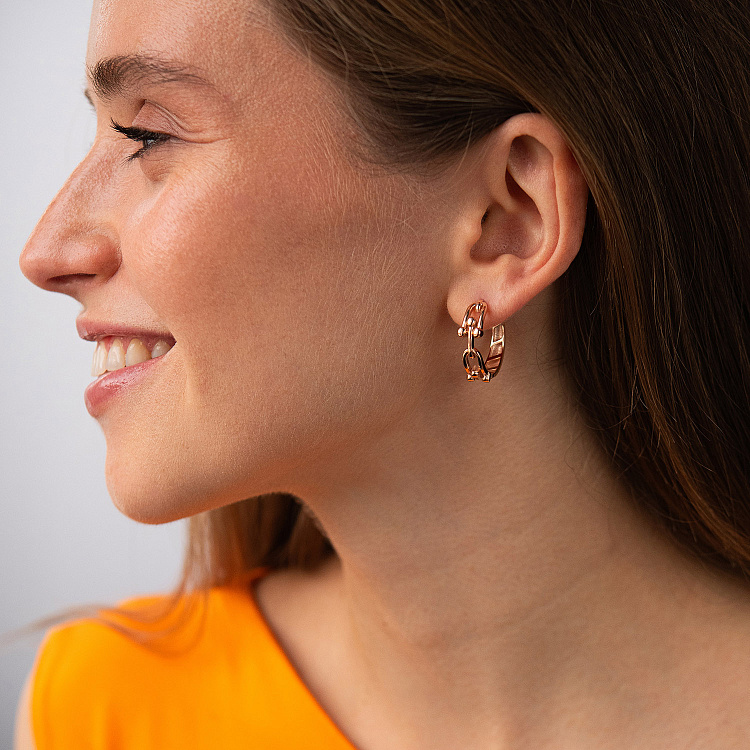 Сережки - кільця "Фантазія" в червоному золоті с09586 від ювелірного магазину Онікс - 4