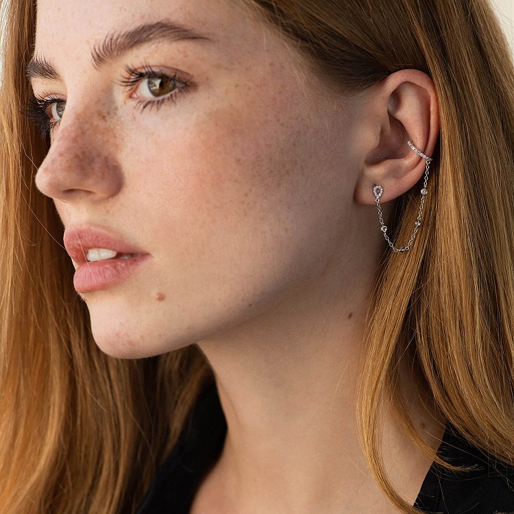 Ассиметричне золотые серьги (бриллианты) сб0492cha от ювелирного магазина Оникс - 2