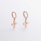 Золоті сережки "Хрестики з фіанітами" с04415 от ювелирного магазина Оникс - 1