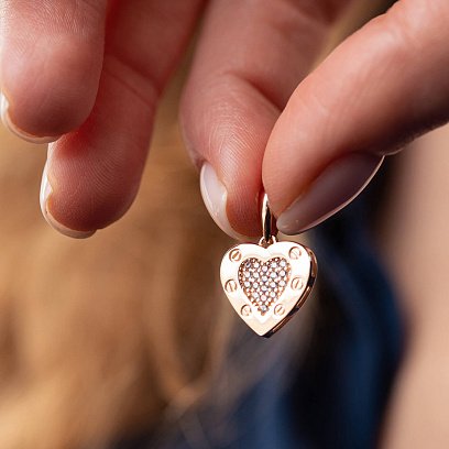 Золота підвіска "Сердечко" з фіанітами п03704 №2