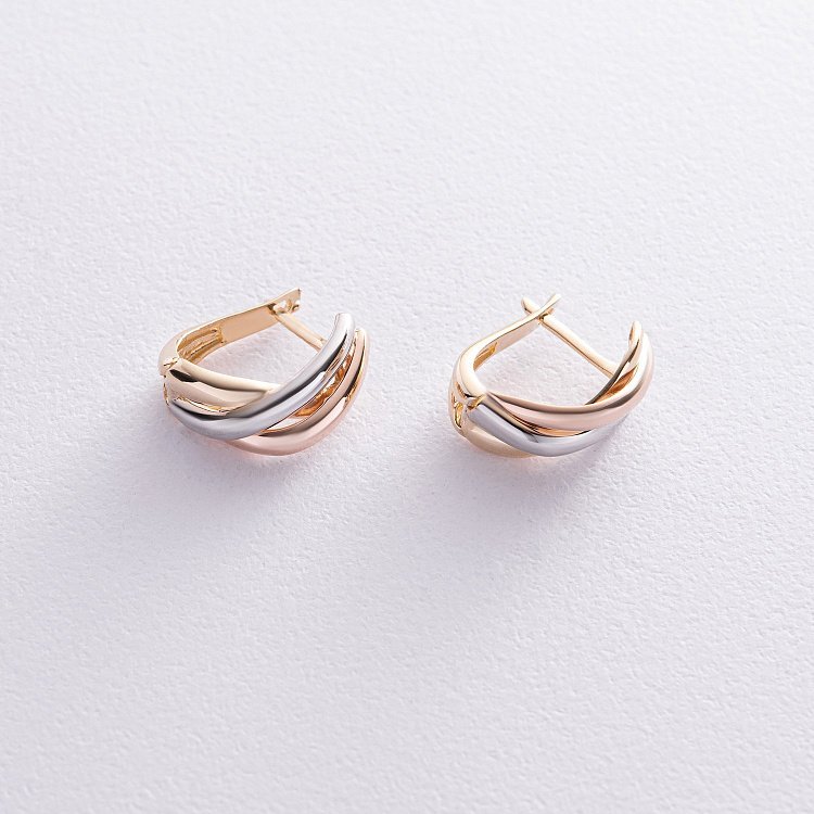 Серьги в трех цветах золота с07344 от ювелирного магазина Оникс - 2