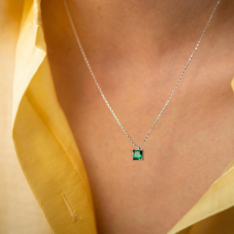 Золоте кольє "Альма" (зелений фіаніт) кол02370 від ювелірного магазину Онікс - 6