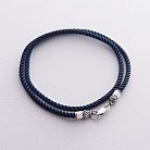 Шелковый синий шнурок с серебряной застежкой (3мм) 18425 от ювелирного магазина Оникс