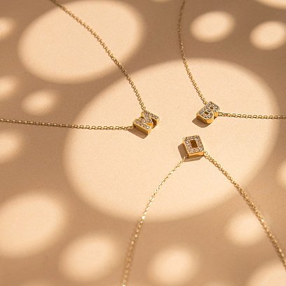 Кольє з буквою "Т" в жовтому золоті (фіаніти) кол01165Т №8