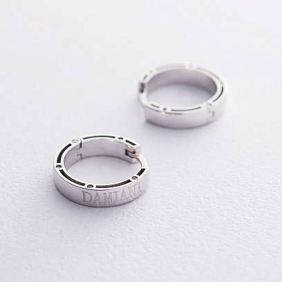 Золоті сережки-кільця з фіанітами, діаметр: 17 мм с05021 №3