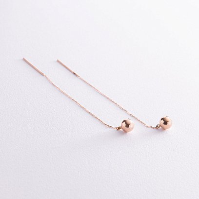 Золотые серьги - протяжки "Шарики" с07955 №5