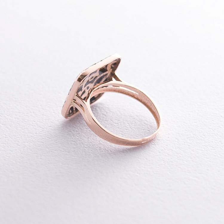 Золотое кольцо с эмалью к05651 от ювелирного магазина Оникс - 2