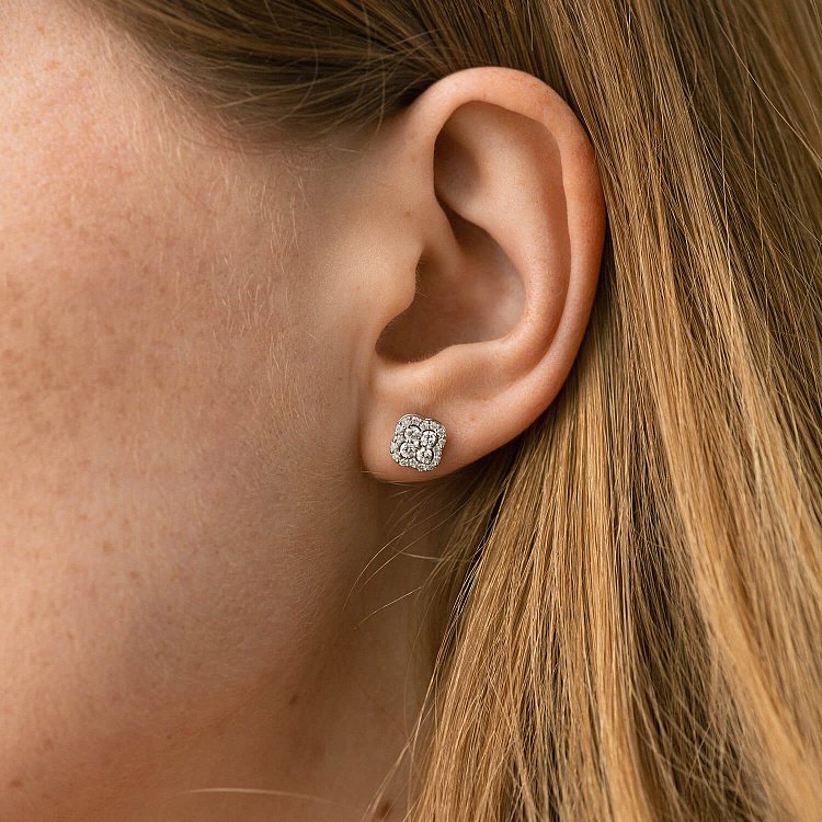 Золоті сережки - пусети "Конюшина" (діаманти) 333811121 від ювелірного магазину Онікс - 6