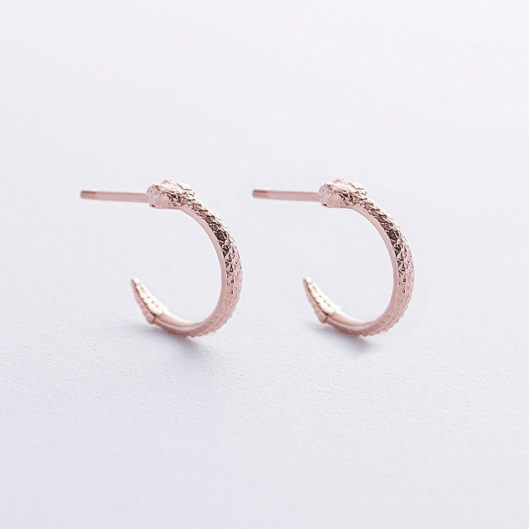 Золотые серьги - пусеты "Гремучие змеи" с09004 от ювелирного магазина Оникс - 9