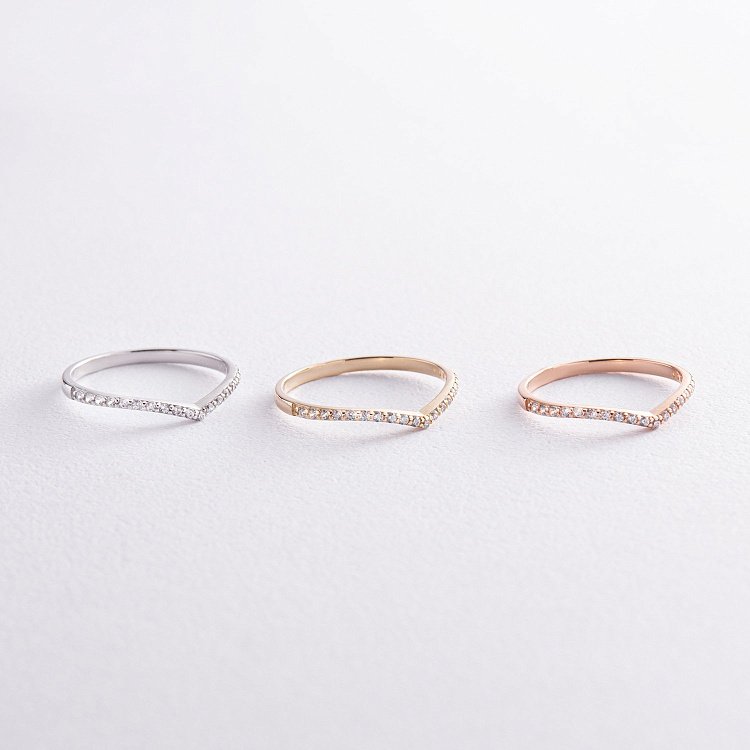 Кольцо "Особенное" с фианитами (белое золото) к07218 от ювелирного магазина Оникс - 5