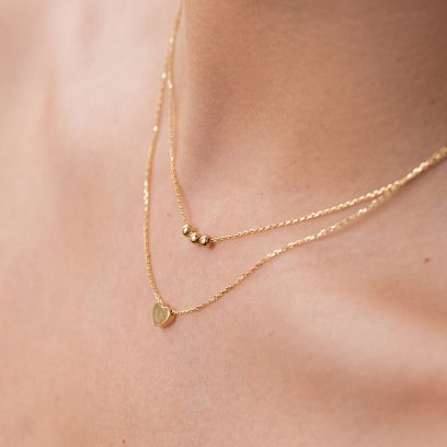 Двойное золотое колье "Шарики и сердечко" кол02301 №8