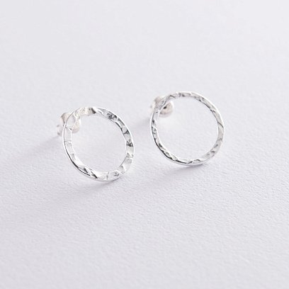 Серебряные серьги "Мерцание" (1.6 см) 122707 №4