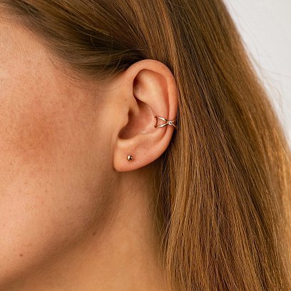 Сережка - каффа з фіанітом (червоне золото) с08554 №4