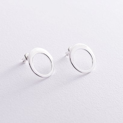 Серьги - пусеты "Орбита" в серебре 7087 №2