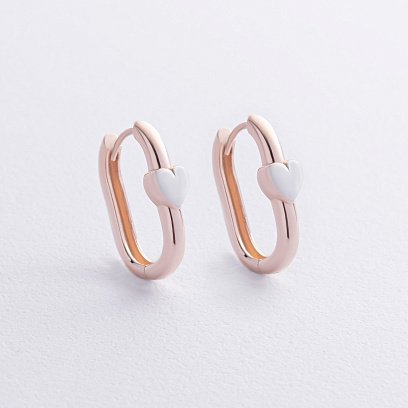 Серьги "Сердечки" в красном золоте с09163