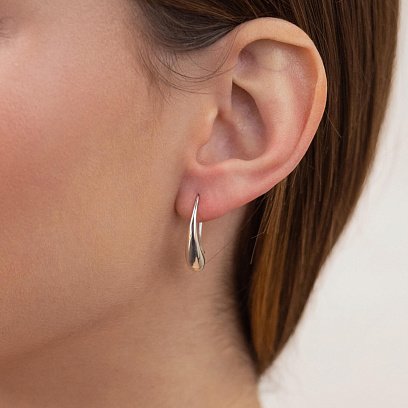 Серебряные серьги "Капельки" 122887 №2