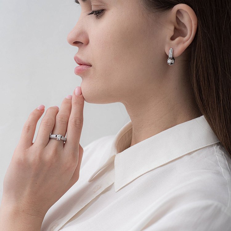 Золоті сережки з діамантами сб0043як від ювелірного магазину Онікс - 1