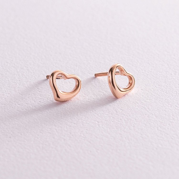 Золоті сережки - пусети "Сердечка" с07542 від ювелірного магазину Онікс - 3