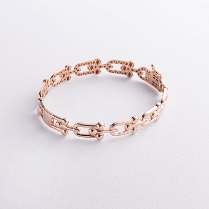 Жесткий браслет "Фантазия" в красном золоте б05836 №2