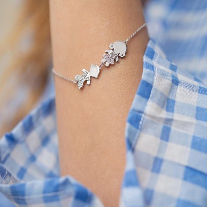 Золотой браслет "Мальчик и девочка" с фианитами б04112 №2