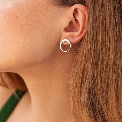 Серьги - пусеты "Орбита" в серебре 7087 №5