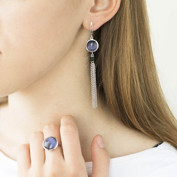 Срібна каблучка (ім.улексит) 112100 від ювелірного магазину Онікс - 4