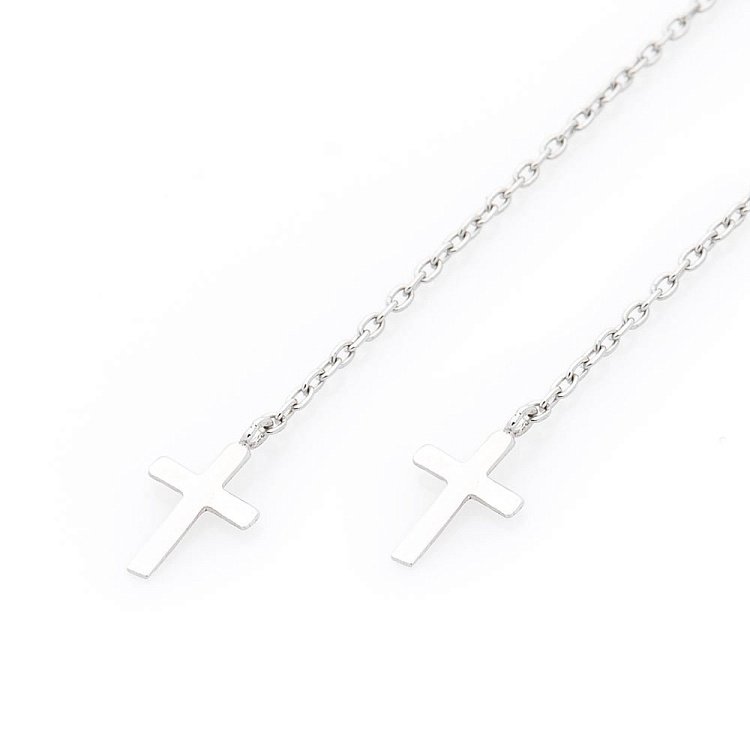 Золоті сережки-протяжки з хрестиками с05451 від ювелірного магазину Онікс - 1