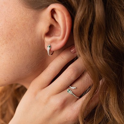 Золота каблучка "Змія" з діамантами та смарагдами кб0449ca №9