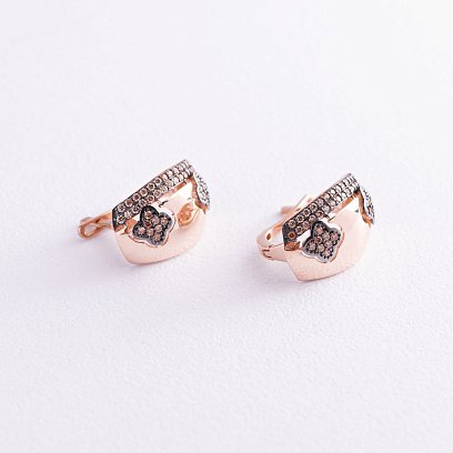 Золоті сережки "Конюшина" (фіаніти) с06740 №3