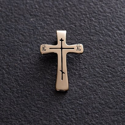 Крестик в желтом золоте (чернение) п03875