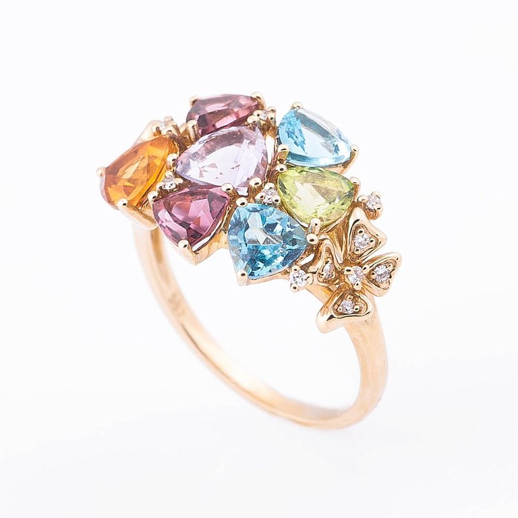 Золотое кольцо с натуральными камнями R27720 от ювелирного магазина Оникс