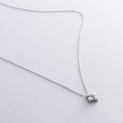 Золотое колье "Клевер" с бриллиантом 735141121 №3