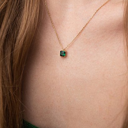 Золотое колье "Альма" (зеленый фианит) кол02368 №17