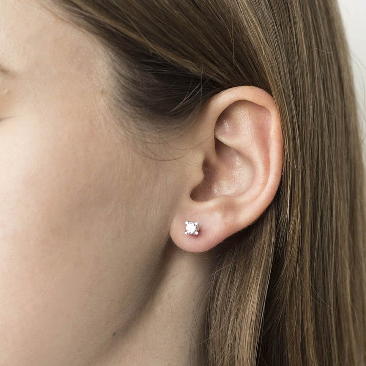 Срібні сережки-пусети з фіанітами 12869 від ювелірного магазину Онікс - 3