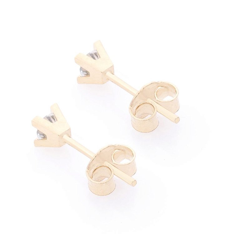 Золоті сережки-пусети з фіанітами с06151 від ювелірного магазину Онікс - 2