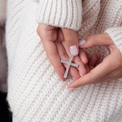 Золотой крестик с бриллиантами пб0167са №2