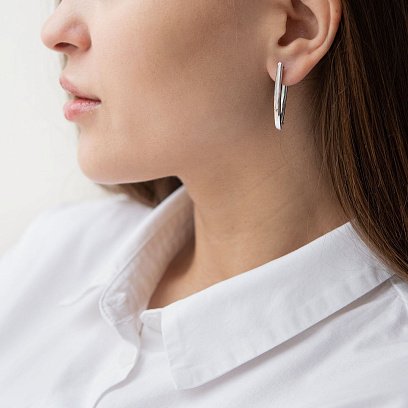 Серьги Минимализм в белом золоте с07193 №5