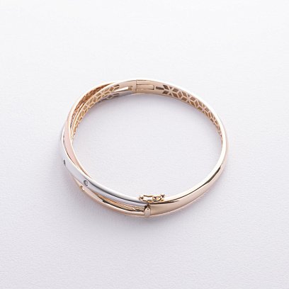 Жесткий браслет из трех цветов золота (фианиты) б04495 №6